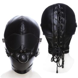 Costume Accessories Fashion Cosplay Sexy Mask Fetish Hood PU Leather Black Masked Hood Adult Party Games Full Head Costume for Women Men