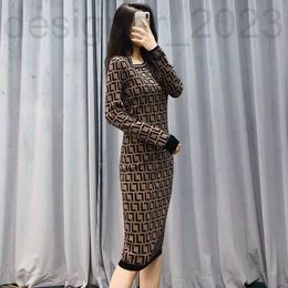 Basic & Casual Dresses Designer Classic Knits O Neck Fashion Print Milan Runway Slim Knitting Dress Femme Women Trendy Skirts ZE4F