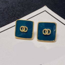 23ss fashion women earrings royal blue Brand Stud Jewellery designer Square design ear pendants Including box Four Colours optional Holiday gif