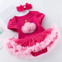 Girl Dresses Summer Dress Crawling Suit Skirt Cake Print Crewneck Short Sleeve Casual Going Out Toddler Leotard Baby Shirt