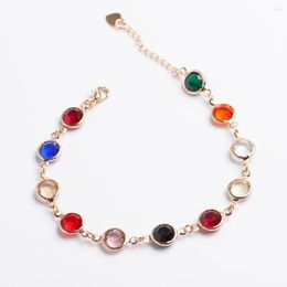 Charm Bracelets Exquisite Gold Plated Chain Korean Fashion Simple Crystal Bracelet For Women Jewelry Anniversary Gift