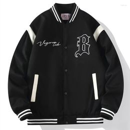 Men's Jackets Stand-up Collar Jacket Casual Baseball Brand Uniform Streetwear Vintage Embroidered Bomber Patchwork Coat #6603