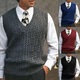 Men's Vests 2023 Autumn Mens Knitted Sweater Vest Casual V-neck Wool Sweaters For Men Solid Colour Pullovers Winter Clothing Man