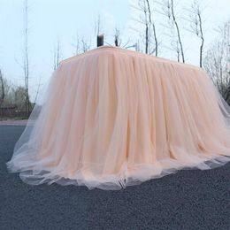 Wedding Party Tutu Tulle Table Skirt Tableware Cloth Baby Shower Home Decor Skirting Birthday 100x75cm274p