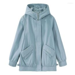 Women's Jackets 2023 Autumn Women Windbreaker Female Long Sleeve Fashion Hooded Casual Basic Coat Loose Short Outerwear M-XL