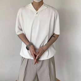 Men's T Shirts Summer Short Sleeve T-shirt Men Fashion Black White Oversized Tshirt Streetwear Korean Loose Lapel Shirt Mens Polo