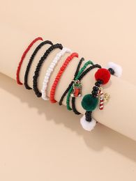 Strand 7 Christmas Alloy Hanging Glass Rice Bead Bracelet