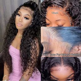 Synthetic Wigs Kinky Curly Human Hair Lace Frontal 13x4 HD Front Wig Pre Plucked 4x4 Closure Remy Extersion 230920