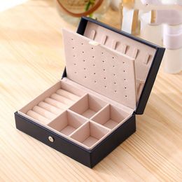 Jewellery Boxes 1pcs Double Layer Storage Box Ladies Princess Simple Style Leather Flip Type Travel Home Portable 230920