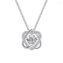 Chains HK0047 Lefei Fashion Trend Luxury Classic White Moissanite Double Heart Necklace For Women 925 Silver Party Elegant Jewelry Gift