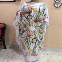 Bohemian Printed Silk Kaftan Maxi Dresses Overside Traditional Fashion Muslim Women Boubou African Ethnic Clothing289D