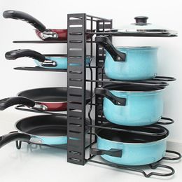 Cooking Utensils Pots and Pans Organiser Rack Multi-layer Iron Wire Bilateral Pot Cover Storage Rack Pots Lids Storage Holder Kitchen Storage 230920