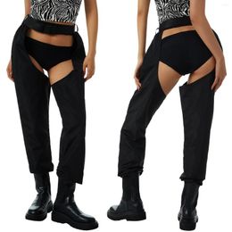 Women's Pants Women Sexy Hollow Out Loose Fit High Waist Cargo Trousers Clubwear Buckles Bottomless Crothchless Long Rave Legging