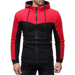 Men's Hoodies Big And Tall Mens Sweatshirts Fashion Sweatshirt Classic Colour Matching Round Neck Long Sleeve Zip Front