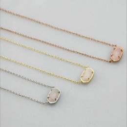 Rose Quartz Hexagon Pendant Halsband Halsband Verkligt guldpläterade dingles Glitter smycken brev present med gratis dammväska