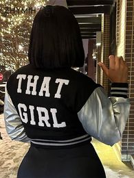 Womens Jackets Embroidered Letter Jacket Long Sleeve Patchwork Short Coat sweet Streetwear Baseball Jersey Autumn Bomber 230919