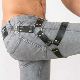 Nxy Bdsm Men Sexy Leg Garter Sword Belt Buttocks Leather Lingerie Gay Fetish Erotic Punk Rave Cosplay Tops Bottoms