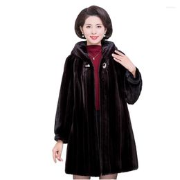 Women's Fur Winter Jacket Female Fashion Warm Overcome Mother Wear Imitation Mink Fleece Overcoat Woman Medium Long 5XL Coat