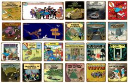 2021 Film di cartoni animati francese Le avventure di Tintin Targhe in metallo Vintage Wall Art Craft Pittura Poster Home Bar Club Cafe Camera dei bambini9816035