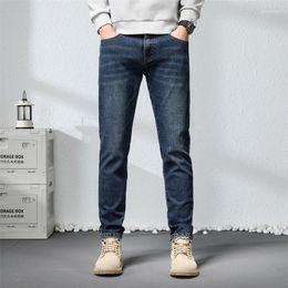 Men's Jeans 2023 Autumn Winter Smart Business Fashion Embroidery Blue Stretch Denim Trousers Classic Men Plus Size 28-38