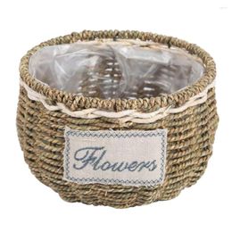 Planters Garden Pot Straw Weaving Basket Plant Containers Country Style Outdoor Handmade Natural Seagrass Indoor Pots