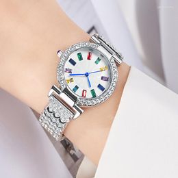 Wristwatches OGDA Full Diamond Colourful Luxury Fashion Women's Watch Advanced Versatile Waterproof 2023 GIRL GIFT
