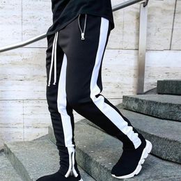 Mens Joggers zipper Casual Pants Fitness Sportswear Tracksuit Bottoms Skinny Sweatpants Trousers Black Gyms Jogger Track Pants1287a