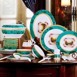 Dinnerware Sets Bowl And Dish Set Family Jingdezhen High Value Bone China Tableware Chopsticks Ceramic Ware Plate Combination