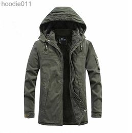 Women's Down Parkas 2022 New Men Cotton Winter Jacket Padded Mid-length Warm Outwear Snow Coats Windbreaker Multi-pocket Brand Jacket Men Parka L230920