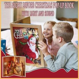 Christmas Decorations Christmas Pop-Up Book with Light Sound on Christmas Eve The Night Before Christmas Decoration Year Gifts for Children Kids 230920