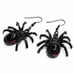 Dangle Earrings Gothic Black Spider Pendant Anting Mysterious Aesthetics Dark Style Alternative Girls Punk Jewellery Halloween Party Gift
