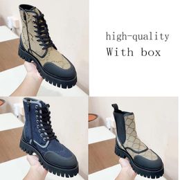 Designer Boots Flat Bottom Martin Boots Lace up Vintage Printed Jacquard Winter Ankle Boots Black Lace up Winter Outdoor Sports Warm Boots Size 35-40