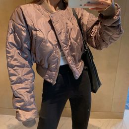 Women s Down Parkas Biyaby Fashion Long Sleeve Warm Women Winter Pocket Zipper Short Cotton Coat 2023 All Match Loose Baseball Uniform 230920