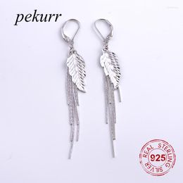 Dangle Earrings Pekurr 925 Sterling Silver Fire Flame Flower Leaf Drop For Women Chain Tassel Long Earring Jewellery