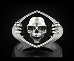 Band Rings Vintage Silver Plated Skull Skeleton Ring Simple Design Creative Rings For Men Women Punk Gothic Party Jewelry Gift F5248855830 x0920
