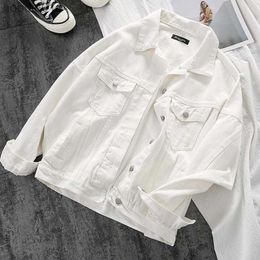 Women's Down Parkas Autumn White Denim Jacket Women Simplicity Casual Small Short Simple Chaqueta Mujer Veste Femme Streetwear Basic Jackets L230920