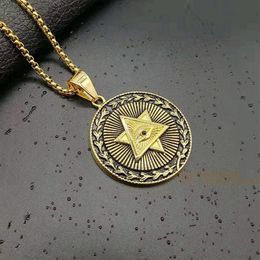 Hip Hop Stainless Steel Illuminati Eye Annuit Cceptis Novus Ordo Seclorum Masonic Pendant Necklaces For Men Rapper Jewelry228l