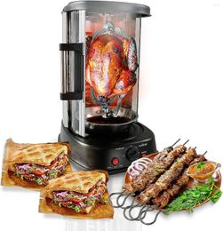 Electric Ovens Vertical Rotating Oven - Rotisserie Shawarma Machine Kebob Stain Resistant & Energy Efficient W/ Heat Do
