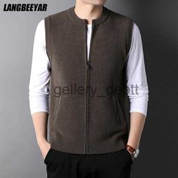 Men's Sweaters Top Grade New Autum Winter Fashion Brand Zipper Knit Cardigan Sweater Vest Men Retro Crew Woollen Sleeveless Casual Man Clothes J230920