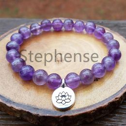 MG0691 Natural 2A Grade Amethyst Bracelet Natural Crystals Healing Heart Chakra Bracelet Trendy Women's Yoga Mala Bracelet274t