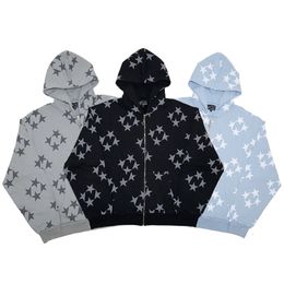Men's Hoodies Sweatshirts Vintage Sweatshirt Star Pattern Hoodie Streetwear Y2k Men Pullover Zip Jacket Women Fashion Women's Tops Harajuku 230920