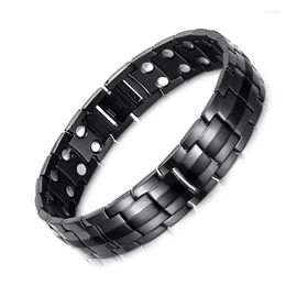 Link Bracelets WelMag Magnetic Stainless Steel Bio Energy Bracelet For Men Blood Pressure Fashion Double Magnet Jewellery Wristband