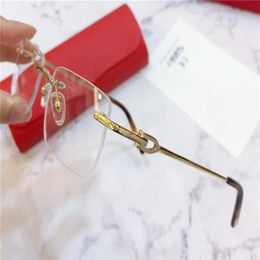 eyeglass frame 18k frame gold-plated ultra-light optical glasses 0045 square frameless men simple business style clear eyewear2222