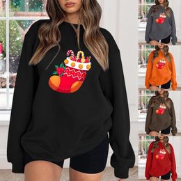 Women's Hoodies Full Zip Thin Fleece Ladies' Loose Fitting Christmas Printed Sweatshirt Hoodie With Shoulder Length Large Tall Sweatshirts