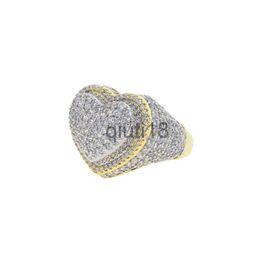 Band Rings New arrived fashion two tone finger ring paved full cz stone for women men party wedding rings jewelry wholesale x0920