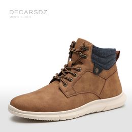 Boots DECARSDZ Winter Boots Autumn Shoes Comfy Casual Boots Lace-up Classic Original Leather Fashion Walking Shoes Men Boots 230920