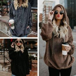 Women's Hoodies 2023 Autumn Winter Plush Sweater Long Sleeve Hooded Loose Coat Drawsting Solid Top Fashion Casual Warm Clothing