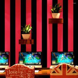 Wallpapers Papel De Parede Red Black Vertical Stripe Wallpaper For Karaoke Hall Ktv Fashionable Modern Internet Cafe Papier Peint