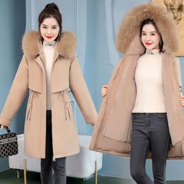 Women's Trench Coats Long Parkas Zipper Solid Thick Wool Liner Ladies Casual Winter Jackets Sleeve Pockets Warm Outwear For Female