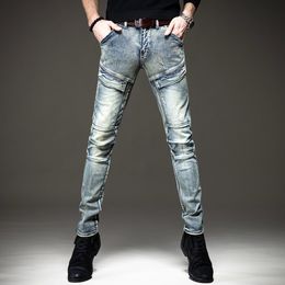 Men's Jeans Light Luxury Street Fashion Cargo Jeans Wear-proof Retro Style Scratches Denim Pants Slim-fit Trendy Casual Jeans 230920